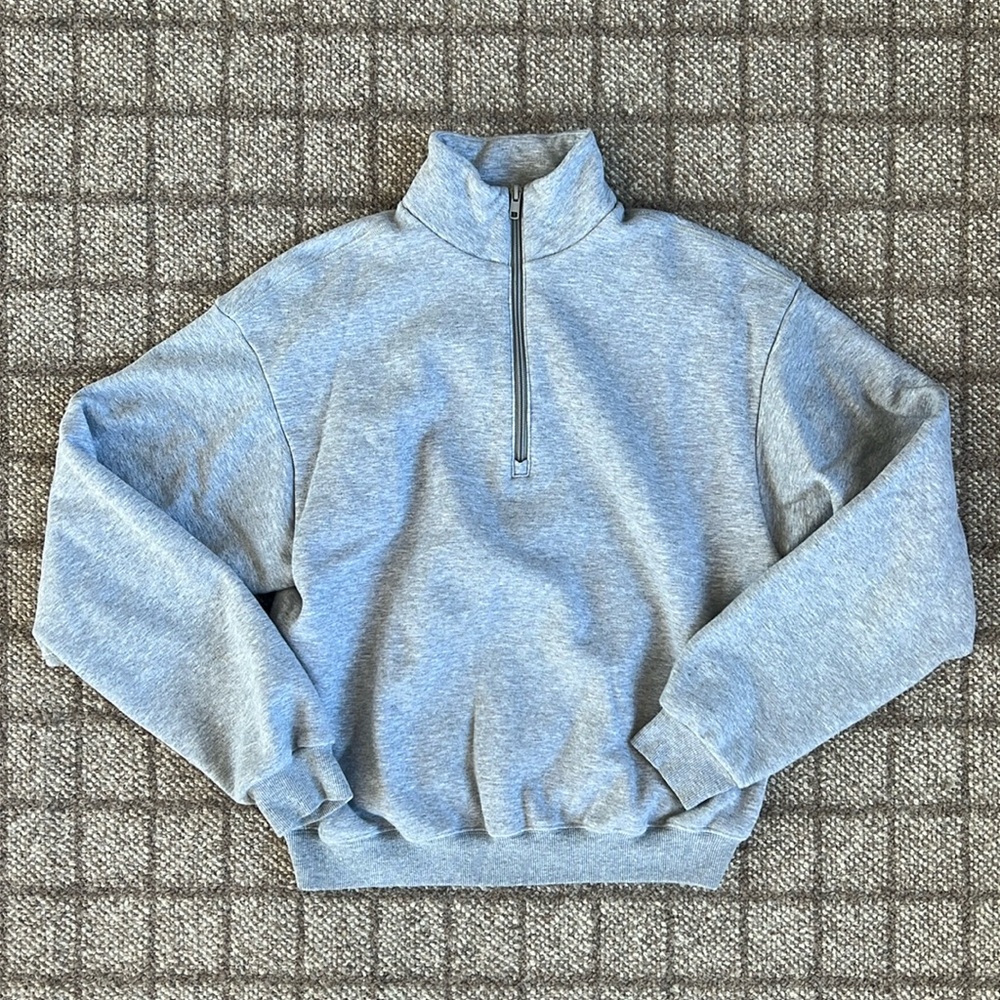 Women’s Skims Heathered Gray Cotton Fleece Classic Quarter Zip Pullover Size S